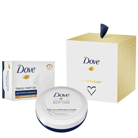 Набор подарочный для женщин, Dove, С любовью для Вас, крем питательный 75мл + крем-мыло красота и уход 100г