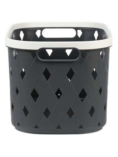 Корзина для хранения, 36.8х25.2х21.2 см, плетеная, пластик, серая, Y4-8602