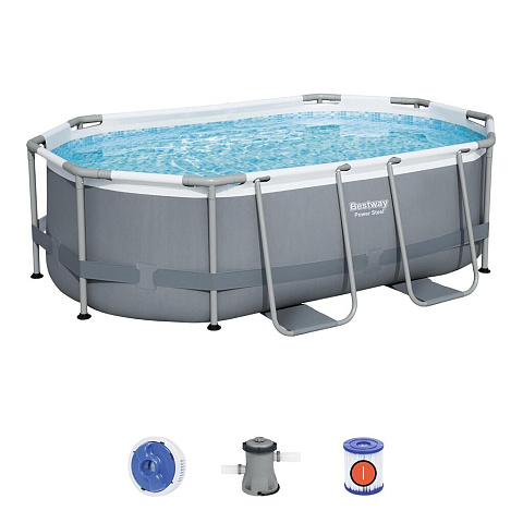 Бассейн каркасный Bestway, 305х200х84 см, Power Steel Oval Pool, 5614A, фильтр-насос, 3668 л, поплавок-дозатор