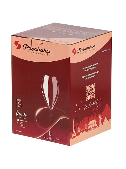 Бокал для вина, 325 мл, стекло, 4 шт, Pasabahce, Veneto, 440291B4