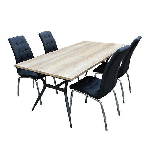 Мебель садовая Бергамо K-171/W-120 (стол, 4 кресла), бежевый, черный