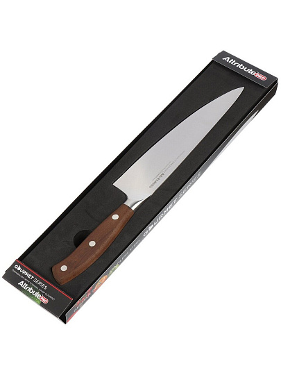 Нож кухонный Attribute, Gourmet, поварской, нержавеющая сталь, 20 см, рукоятка дерево, APK000