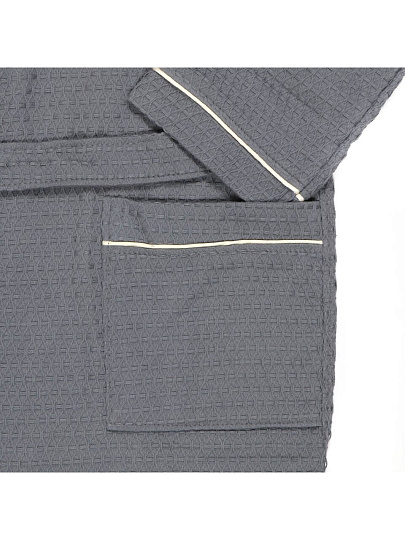 Халат унисекс, вафельный, 100% хлопок, серый, M-L, 46-48, Barkas, AI-0106018