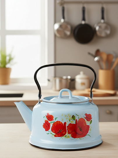 Чайник сталь, эмалированное покрытие, 3.5 л, закатное дно, ручка металлическая, Сибирские товары, в ассортименте, С2713/.6/*44
