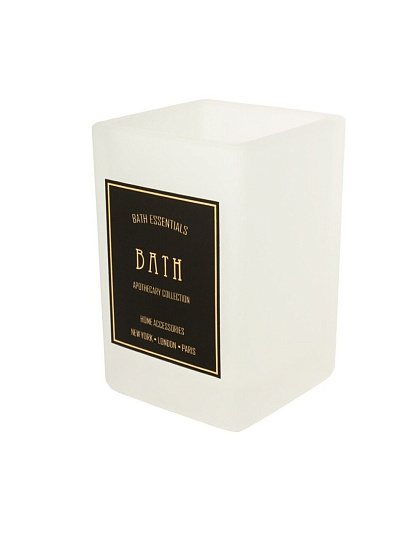 Стакан для зубных щеток, 6.7х6.7х10 см, стекло, черно-белый, Zenfort, Оптима, 106773