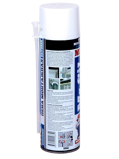 Пена монтажная Mr.SiL, Mini, бытовая, 25 л, 500 мл, всесезонная, 10054
