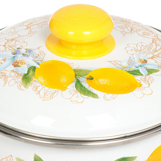 Набор посуды эмалированная сталь, 6 предметов, кастрюля 2 л, 3 л, 4 л, индукция, Сибирские товары, Лимоны 31, N31B97