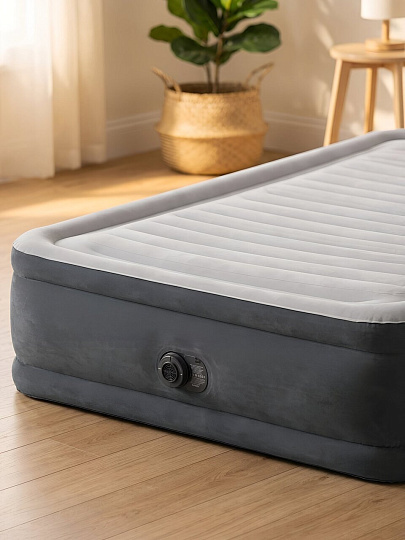 Кровать надувная Intex, 203х152х56 см, 64418ND, насос встроенный, электрический, флокированная, с ребрами жесткости, 273 кг