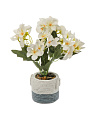 Цветок искусственный декоративный Композиция белых цветов, в кашпо, 20х7.5 см, A300110