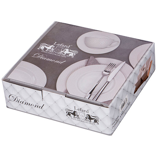 Менажница 4-х секционная диаманд на подставке 17x17 см. высота: 5 см. + 4 ложки, 359-378