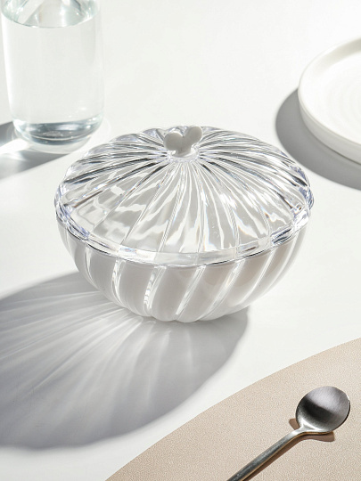 Сахарница 800 мл, пластик, с крышкой, белая, Альтернатива, Грация, М6351