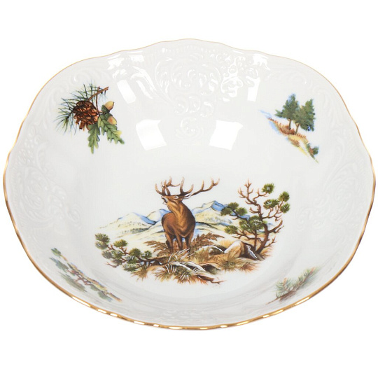 Салатник фарфор, круглый, 16 см, Охотничьи сюжеты Лось, Bernadotte, P1750675JQZU001011