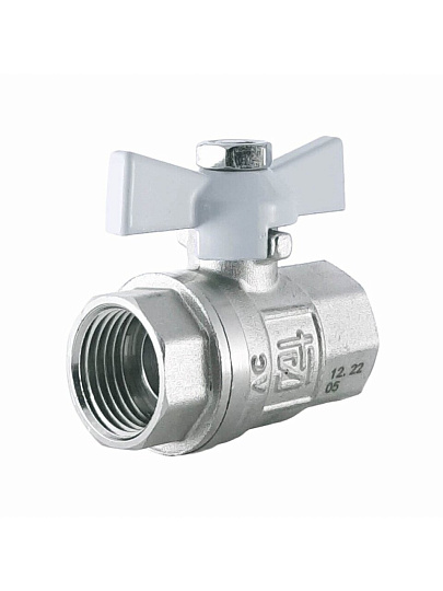 Кран для воды, 1/2'', г-г, ручка-бабочка, никель, STI