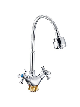 Смеситель для кухни, G.lauf, гибкий излив, с кран-буксой, хром, QTZ4-E827