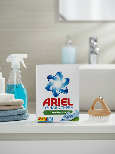 Стиральный порошок Ariel, 0.45 кг, ручной, для белого белья, Горный родник