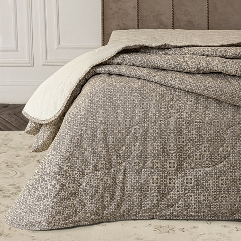 Одеяло 2-спальное, 172х205 см, Медовое, волокно хлопковое, 200 г/м2, облегченное, чехол 100% хлопок, кант, Kariguz, двустороннее