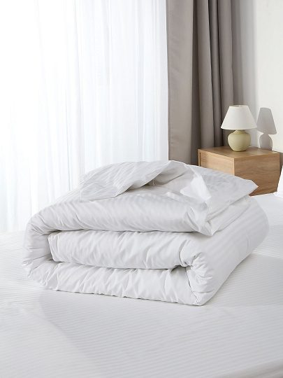 Пододеяльник 1.5-спальный, 145 х 220 см, 100% хлопок, страйп-сатин, белый, Monocolor, рис.3182