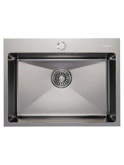 Мойка кухонная врезная, Mixline, Pro, нержавеющая сталь, 600х450х220 мм, 3 мм, выпуск 3 1/2, с сифоном, сатин