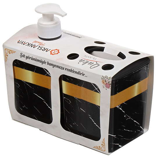 Набор для ванной 2 предмета, Росспласт, мрамор, в ассортименте, стакан, дозатор, 427