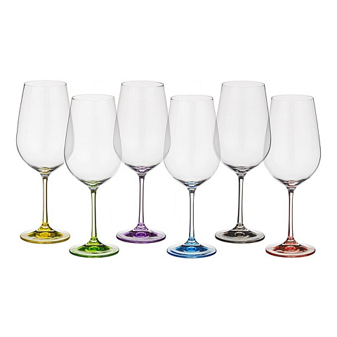 Бокал для вина, 350 мл, стекло, 6 шт, Bohemia, Виола, цветные ножки, 40729/D2222/350