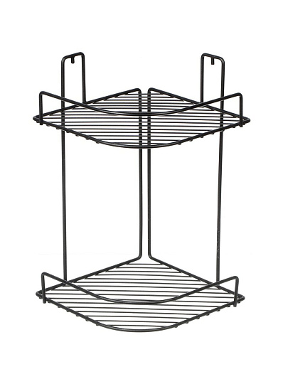 Полка для ванной металл, настенная, 2 яруса, угловая, 35х22х22 см, крепление саморезы, FOR-RUS001