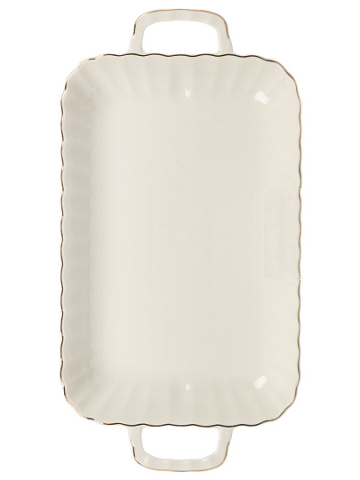 Ваза для фруктов, фарфор, 30.5 см, с ручками, Bonjart, Золотая линия, ТМ Глория, 202494