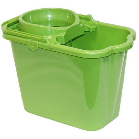 Ведро пластик, 9.5 л, ярко-зеленое, с отжимом, хозяйственное, со сливом, Idea, М 2421