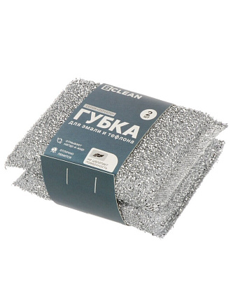 Губка для посуды из эмали и тефлона, 2 шт, поролон, абразивная фибра, Bossclean