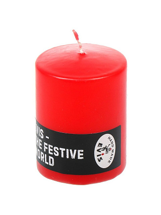 Свеча декоративная, 8х6 см, цилиндр, красная, Evis, 13 8165 08 00