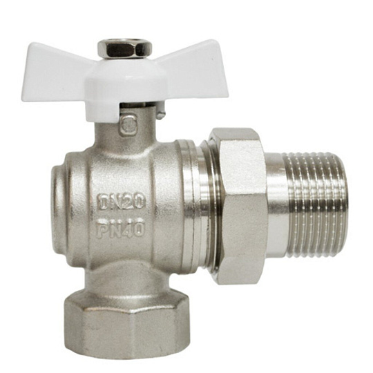 Кран для воды, 3/4&quot;, латунь, угловой, ручка-бабочка, с американкой, STI