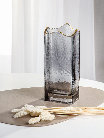 Ваза стекло, настольная, Мозаика, Y4-11058, 10х25 см, серая