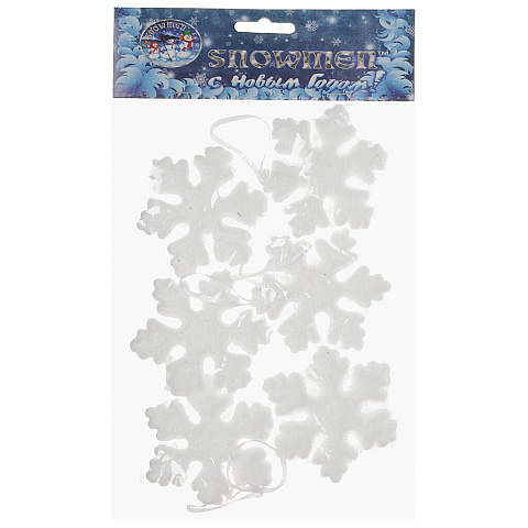 Набор елочных украшений Snowmen, Снежинка пушистый снег, 6 шт, белый, 7 см, в пакете, Е50648