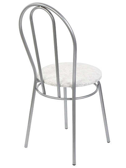 Стул 360х360х450 мм, полимер кожа, мрамор на серебро, сиденье круглое, на металлических ножках, Венский Эконом