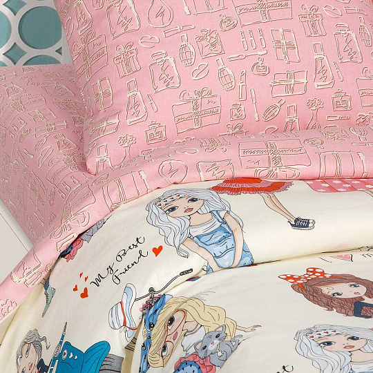 Постельное белье детское 1.5-спальное, простыня 150х214 см, 2 наволочки 70х70 см, пододеяльник 145х215 см, АртПостель, поплин, Стиляги 912