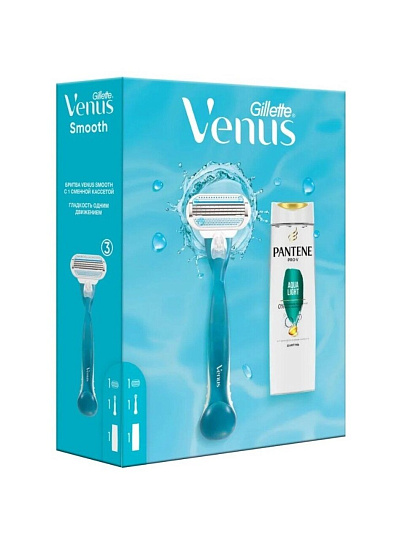 Набор подарочный для женщин, Venus, станок для бритья c 1кассетой+шампунь Pantene 250мл