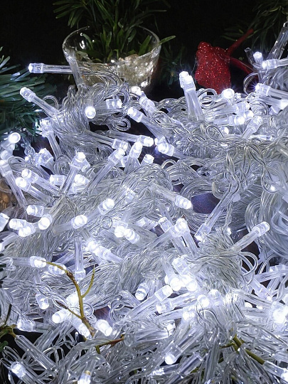 Гирлянда 320 ламп, 3х2 м, 8 режимов, Занавес, холодный белый свет, прозрачная, в помещении, сетевая, LED