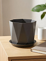 Кашпо пластик, 1 л, 13х11 см, для цветов, с поддоном, графит, Idea, Призма, М 3137 - фото 7