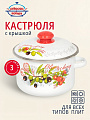 Кастрюля эмалированная сталь, 3 л, крышка сталь, цилиндрическая, Сибирские товары, Оливки и черри, 3MD181M, индукция