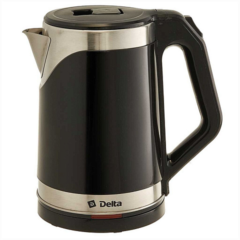 Чайник электрический Delta Lux, DL-1109, черный, 2 л, 1500 Вт, скрытый нагревательный элемент, пластик