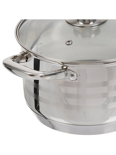 Кастрюля нержавеющая сталь, 3.5 л, крышка стекло, Катунь, Элис, КТ16-D-20, индукция