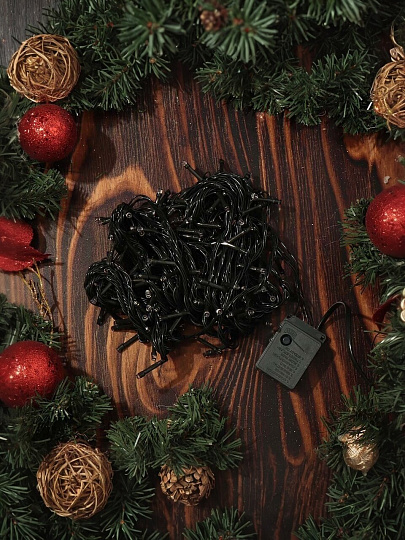 Гирлянда 160 ламп, 10 м, 8 режимов, холодный белый свет, зеленая, в помещении, сетевая, LED, SY16-144