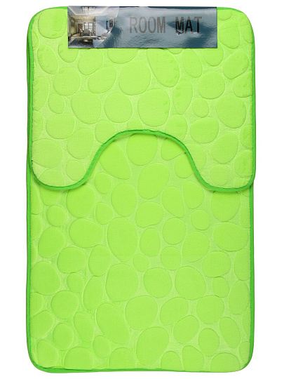 Набор ковриков для ванной и туалета, 2 шт, 0.5х0.8, 0.4х0.5 м, полиэстер, салатовый, Камешки, Y4-11229
