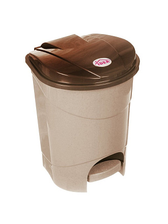 Контейнер для мусора пластик, 7 л, квадратный, педаль, бежевый мрамор, Idea, М2890