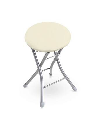 Табурет 320х480 мм, слоновая кость, сиденье круглое, винилискожа, на четырех металлических опорах, складное, ТБСК2/1