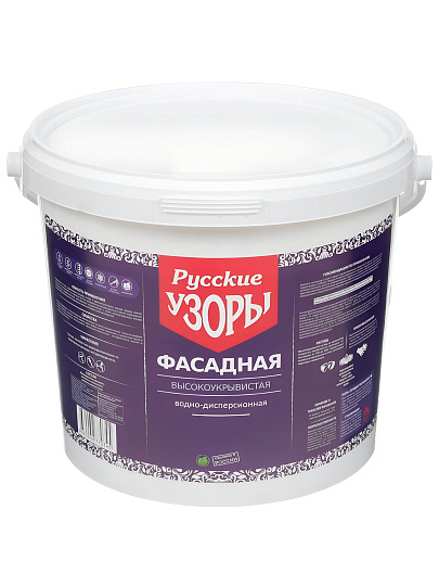 Краска водно-дисперсионная, Русские узоры, полиакриловая, фасадная, матовая, 6.5 кг