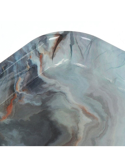 Поднос пластик, 34.2х24х4 см, прямоугольный, голубой мрамор, Y6-10713