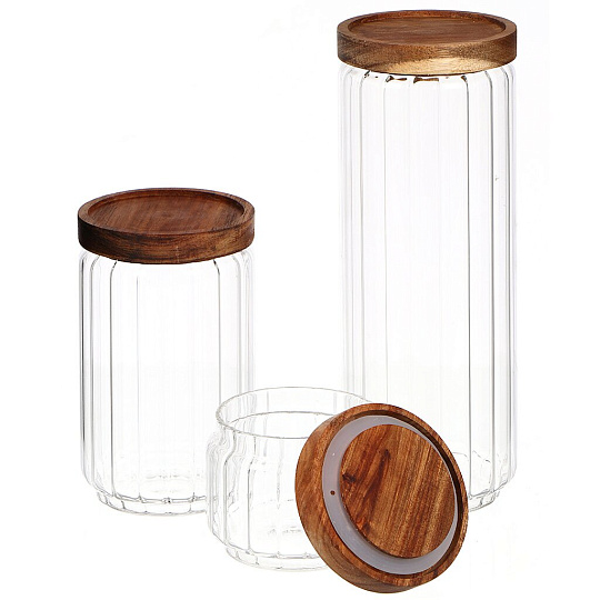 Банка для сыпучих продуктов, стекло, 0.25 л, 9х7 см, с крышкой, Y4-6544