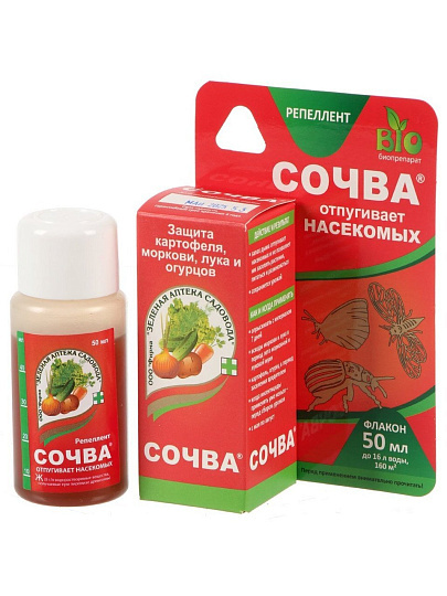 Репеллент Сочва, 50 мл, от комплекса вредителей на растениях, флакон, Зеленая аптека Садовода