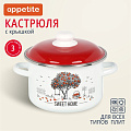 Кастрюля эмалированная сталь, 3 л, крышка сталь, цилиндр, Appetite, Apple Tree, 6RD181M, индукция - фото 6