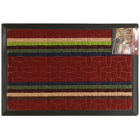 Коврик грязезащитный, 40х60 см, прямоугольный, резина, с ковролином, красный, Comfort, Vortex, 22383